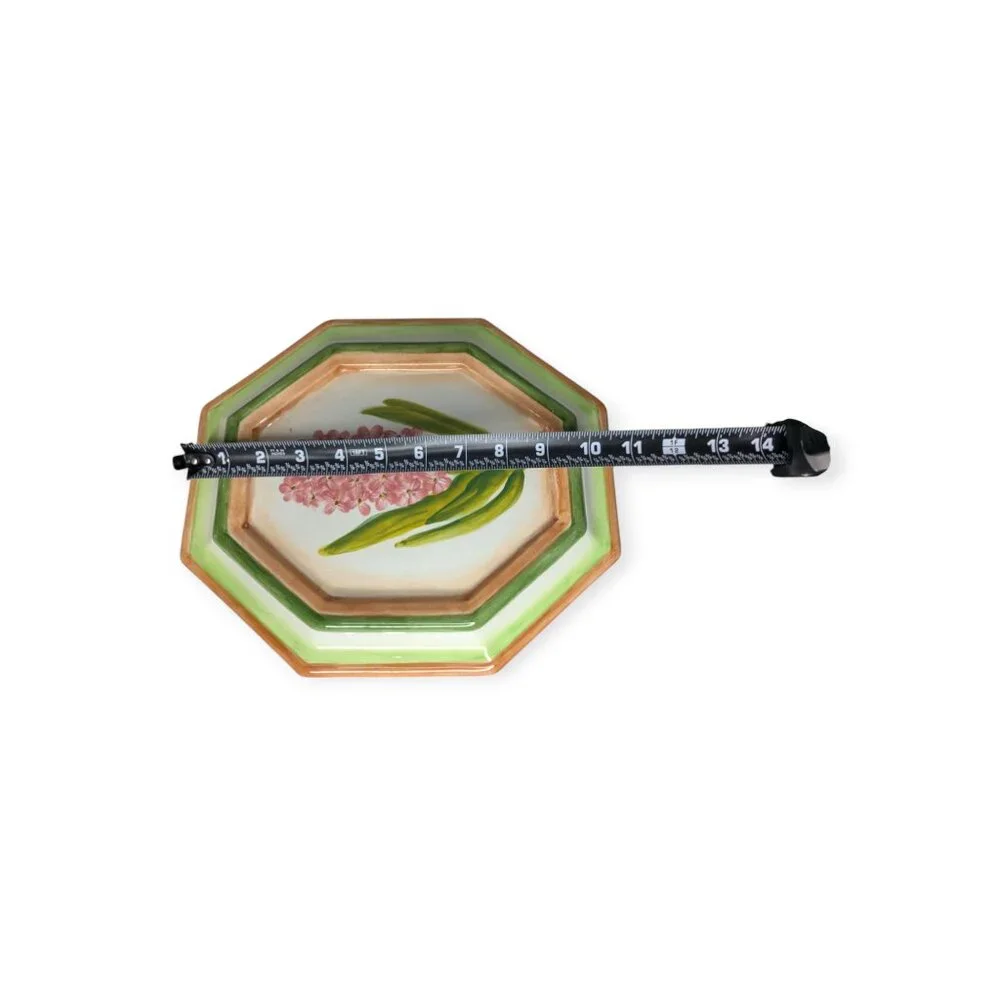 Ceramic Floral Wall Plaques Set of 3 Oval Square & Hexagon